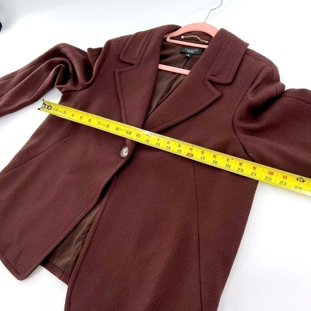 Talbots Wool Blazer One Button Size 14 Brown - image 7
